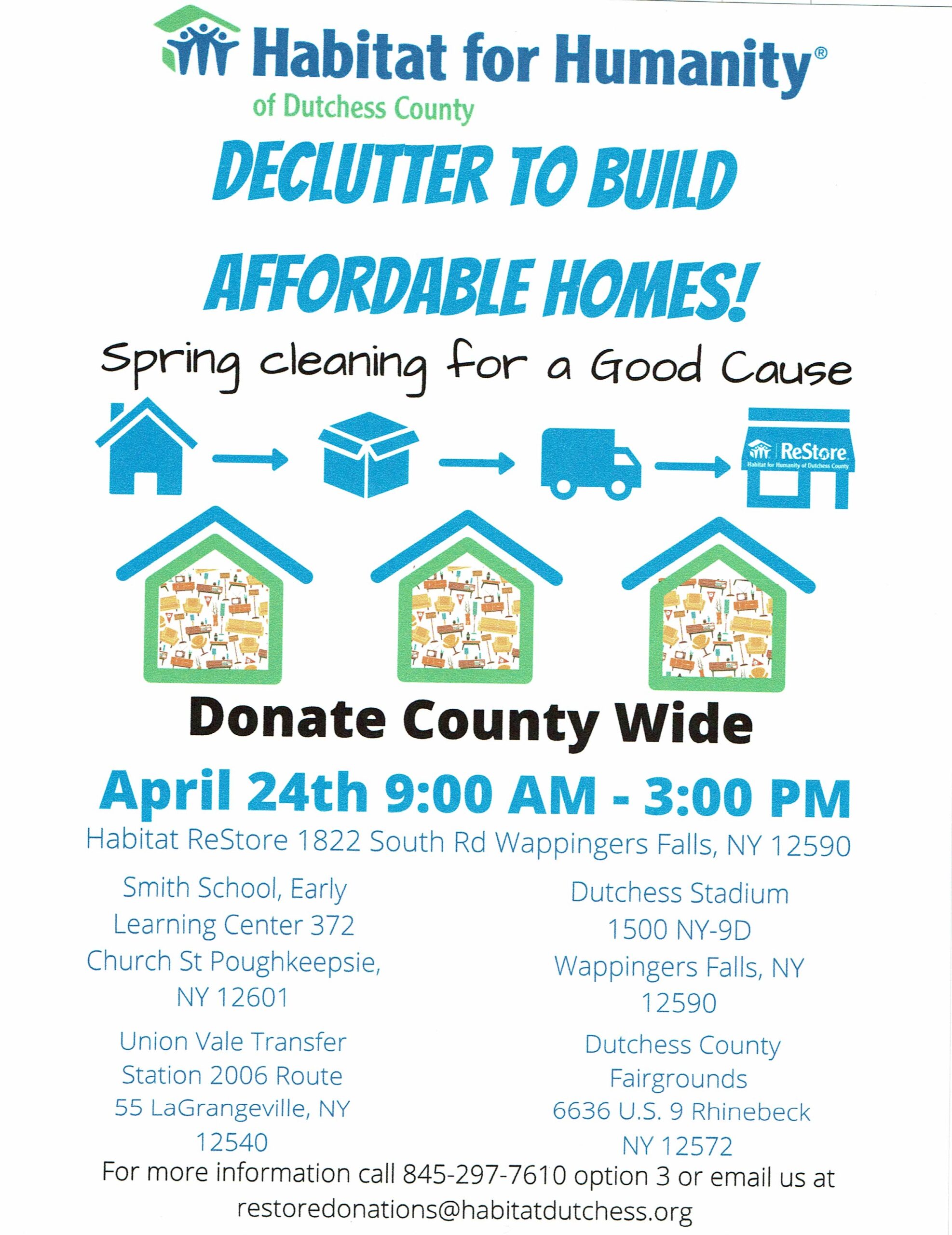 HABITAT FOR HUMANITY OF DUTCHESS COUNTY IS LOOKING FOR DONATIONS … SAVE